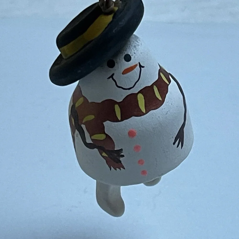 Ceramic Snowman‎ Dangle Legs Hanging Christmas Tree Ornament Scarf Black Hat